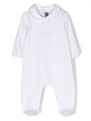 Little Bear embroidered-slogan full-length pajamas - White