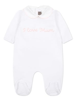 Little Bear embroidery-detail stretch-cotton pyjama - White