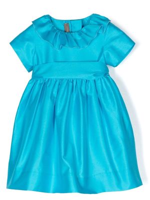 Little Bear frilled-collar short-sleeve dress - Blue