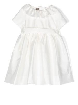 Little Bear frilled-collar short-sleeve dress - White