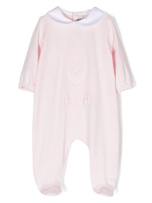 Little Bear heart motif embroidered-slogan pajamas - Pink