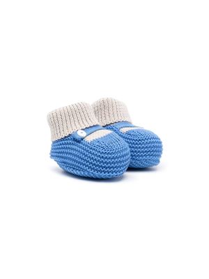 Little Bear knitted colour-block slippers - Blue