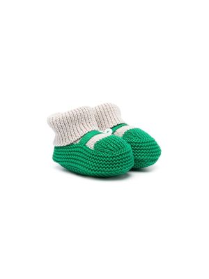 Little Bear knitted colour-block slippers - Green