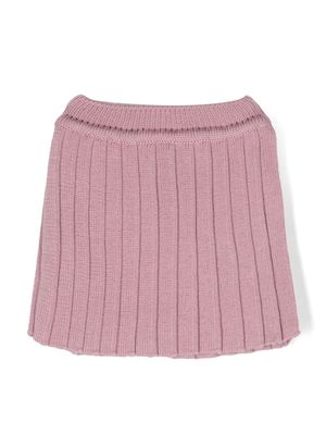 Little Bear plissé-effect virgin wool skirt - Pink