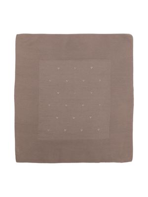 Little Bear pointelle-knit cotton blanket - Brown