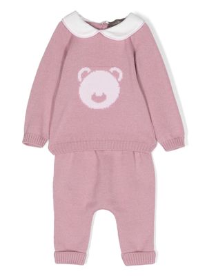 Little Bear ribbed-trim knitted trousers - Pink