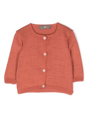 Little Bear round-neck knitted cardigan - Orange