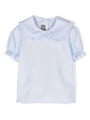 Little Bear ruffled-trim short-sleeved blouse - Blue