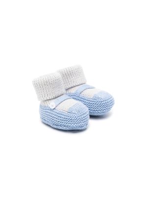 Little Bear slip-on knitted slippers - Blue
