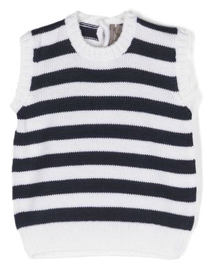 Little Bear stripe-pattern knitted vest - Blue