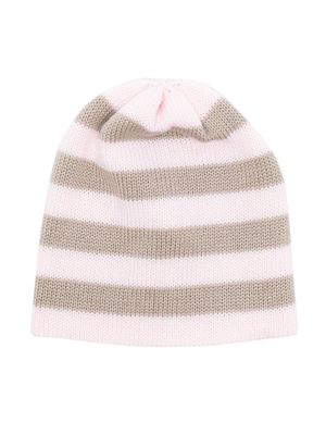 Little Bear stripe-print knit beanie - Pink