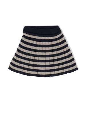 Little Bear stripe-print pleated skirt - Blue