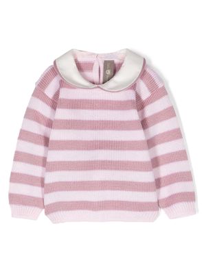 Little Bear striped virgin wool cardigan - Pink