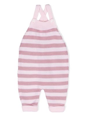 Little Bear striped virgin wool romper - Pink