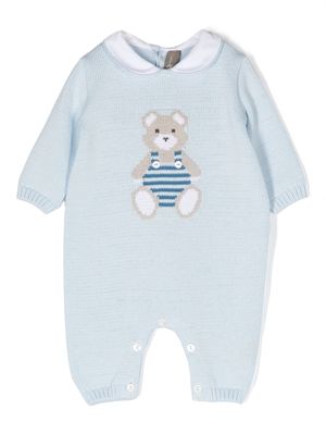 Little Bear teddy bear knit romper - Blue