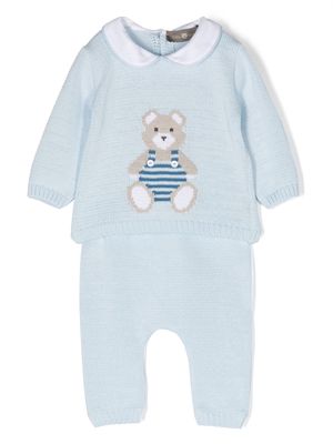 Little Bear teddy bear knit trouser set - Blue