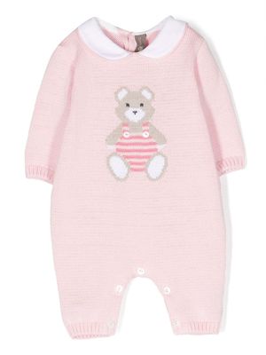 Little Bear teddy bear knitted rompers - Pink