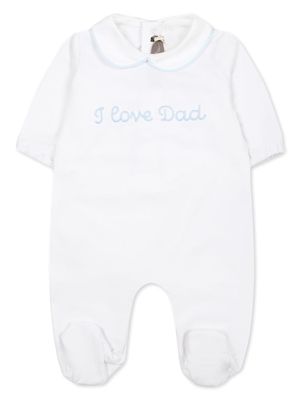 Little Bear text-embroidered cotton-jersey pyjamas - White