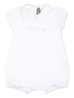 Little Bear text-embroidery cotton body - White