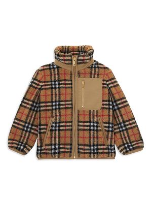 Little Boy's & Boy's Bergen Check Fleece Zip-Up Jacket - Archive Beige Check - Size 10