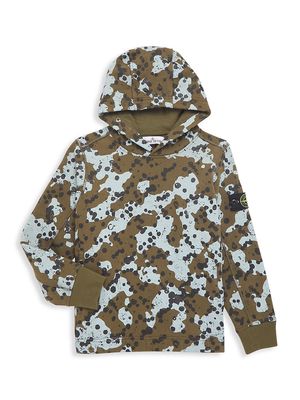 Little Boy's & Boy's Camouflage Print Hoodie - Military Green - Size 4