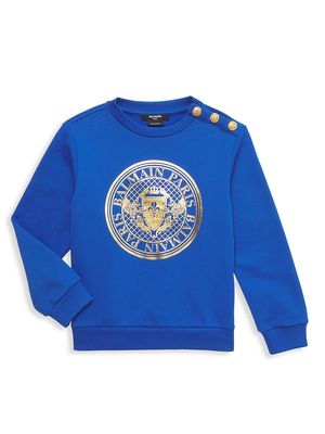 Little Boy's & Boy's Coin Logo Sweatshirt - Blue - Size 13