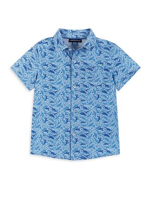 Little Boy's & Boy's Dinosaur Short-Sleeve Shirt - Blue - Size 2T