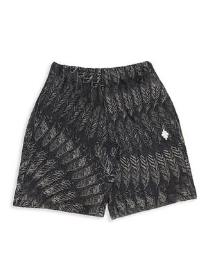 Little Boy's & Boy's Feather Print Denim Shorts - Black Dark - Size 10 - Black Dark - Size 10