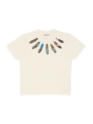 Little Boy's & Boy's Feathers Neckline T-Shirt - Off White Multi - Size 10 - Off White Multi - Size 10