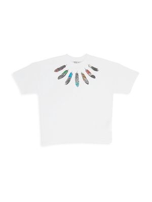 Little Boy's & Boy's Feathers Over T-Shirt - White Grey - Size 10 - White Grey - Size 10