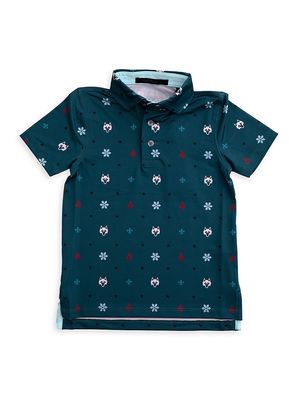 Little Boy's & Boy's Floral G.O.A.T. Polo Shirt - Green Multi - Size 14 - Green Multi - Size 14