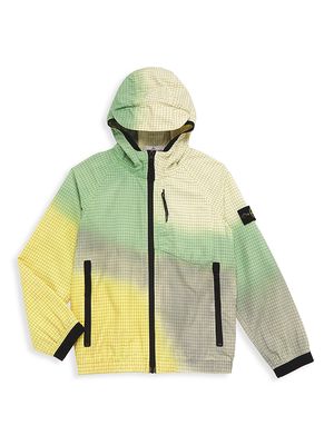Little Boy's & Boy's Gradient Grid-Print Hooded Jacket - Yellow - Size 4 - Yellow - Size 4