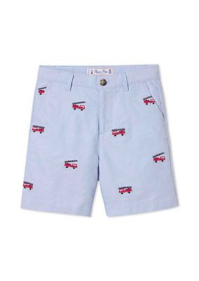 Little Boy's & Boy's Hudson Firetruck Embroidered Shorts