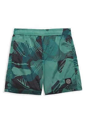 Little Boy's & Boy's Leaf Print Swim Shorts
