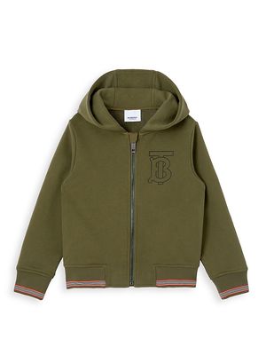 Little Boy's & Boy's Lester Monogram Motif Hoodie - Olive - Size 10