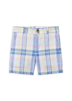 Little Boy's & Boy's Plaid Linen-Cotton Shorts