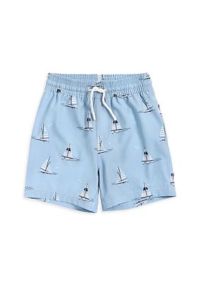Little Boy's Sailboat Print Swim Shorts