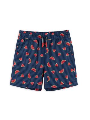 Little Boy's Tie-Dye Shark Print Boardshorts - Navy Melon - Size 3