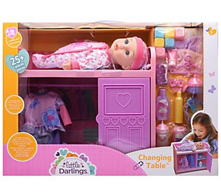 Little Darlings Toy Baby Doll & Changing Table Play Set