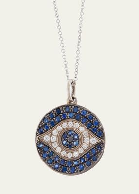 Little Dawn Blue Sapphire and Diamond 18K White Gold Necklace