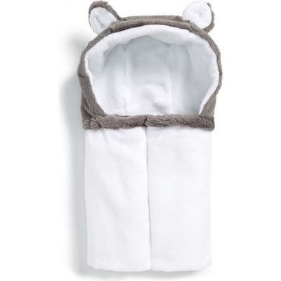 Little Giraffe Luxe Faux Fur Hooded Towel in Charcoal 