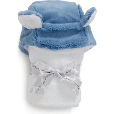 Little Giraffe Luxe Faux Fur Hooded Towel in Cornflower 