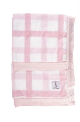 Little Giraffe Luxe Plaid Faux Fur Baby Blanket in Dusty Pink 