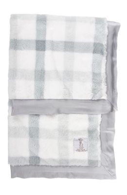 Little Giraffe Luxe Plaid Faux Fur Baby Blanket in Silver 