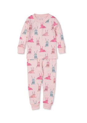Little Girl's 2-Piece Multicolored Bunny Pajamas