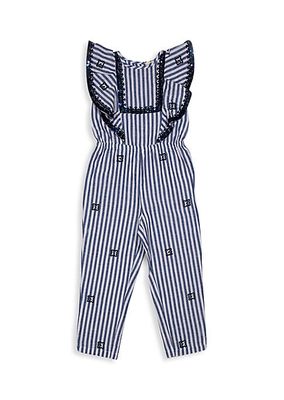 Little Girl's Abella Embroidered Striped Jumpsuit
