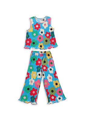 Little Girl's & Girl's 2-Piece Big Daisy Pleats Set