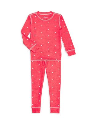 Little Girl's & Girl's 2-Piece Heart Print Pajama Set - Cherry Red - Size 6 - Cherry Red - Size 6