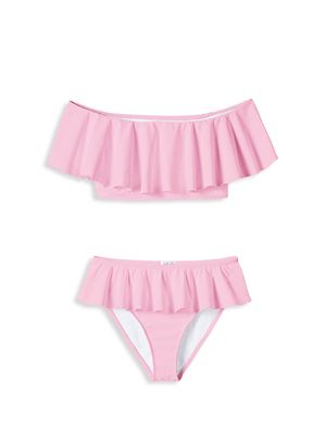 Little Girl's & Girl's 2-Piece Ruffle Bikini Set - Pink - Size 14 - Pink - Size 14