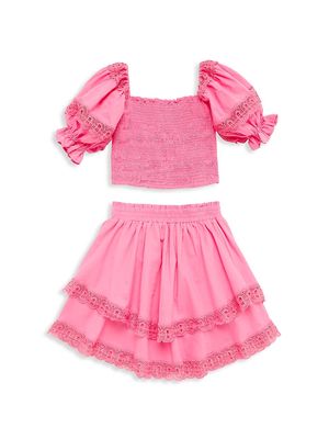 Little Girl's & Girl's 2-Piece Simone Skirt Set - Precious Pink - Size 2 - Precious Pink - Size 2